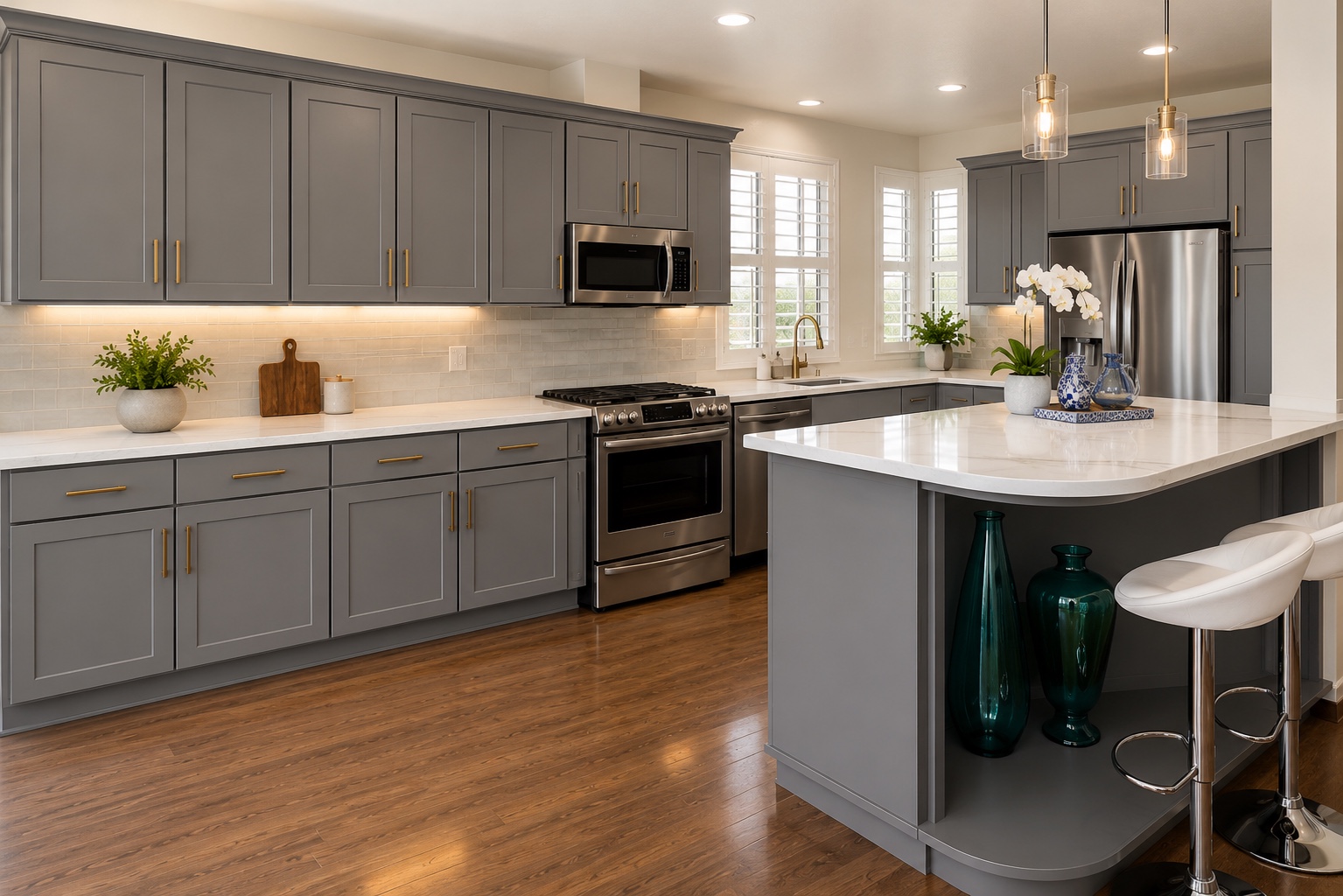 Updated gray kitchen cabinets