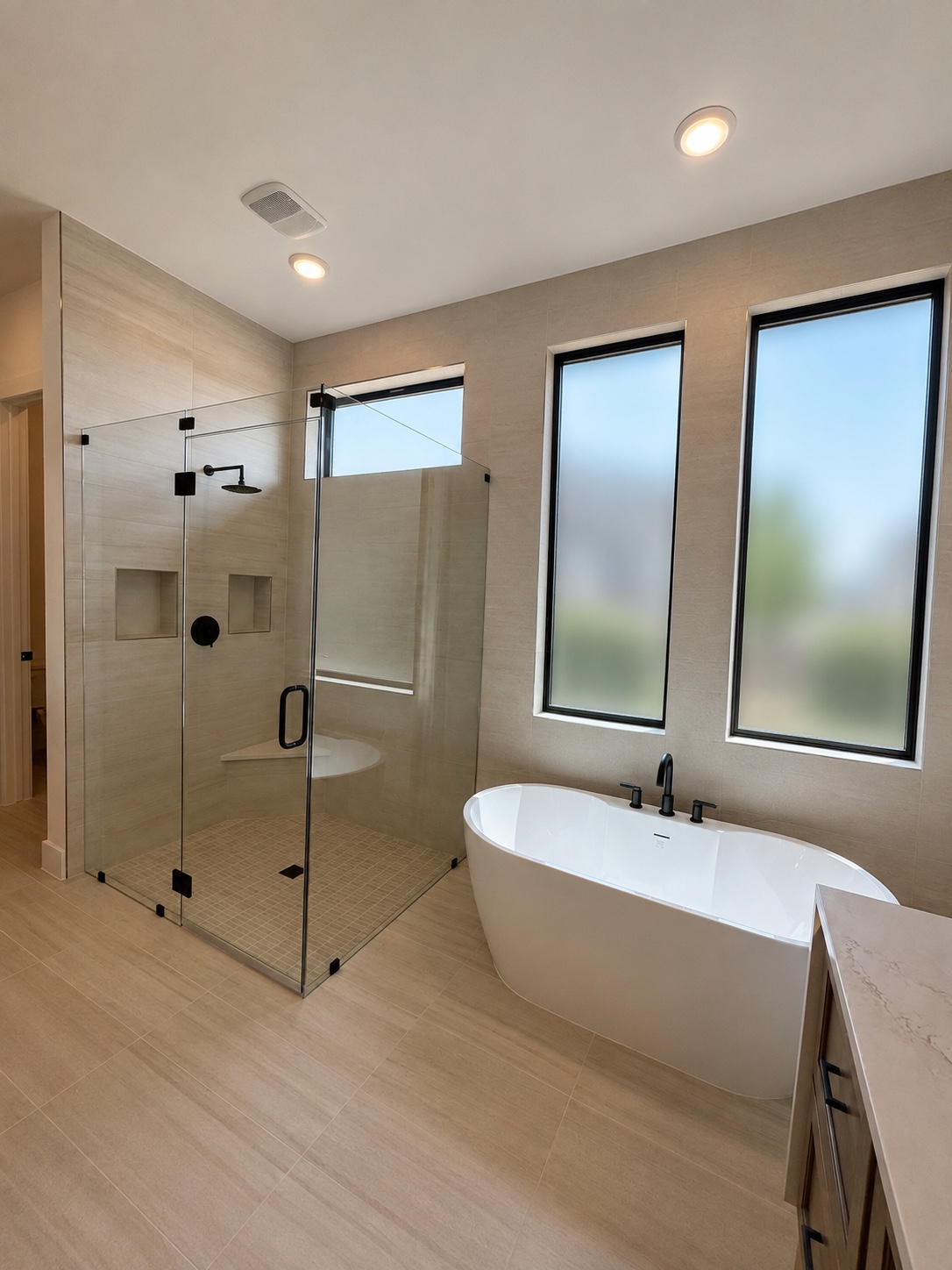Modern bathroom with freestanding tub